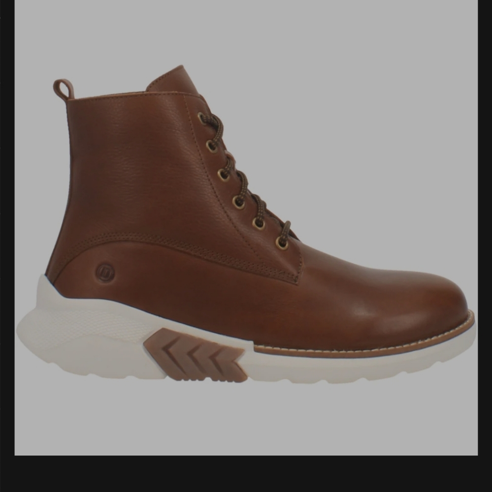 NEW Mens Brown Leather Boots - Picture 2 of 14
